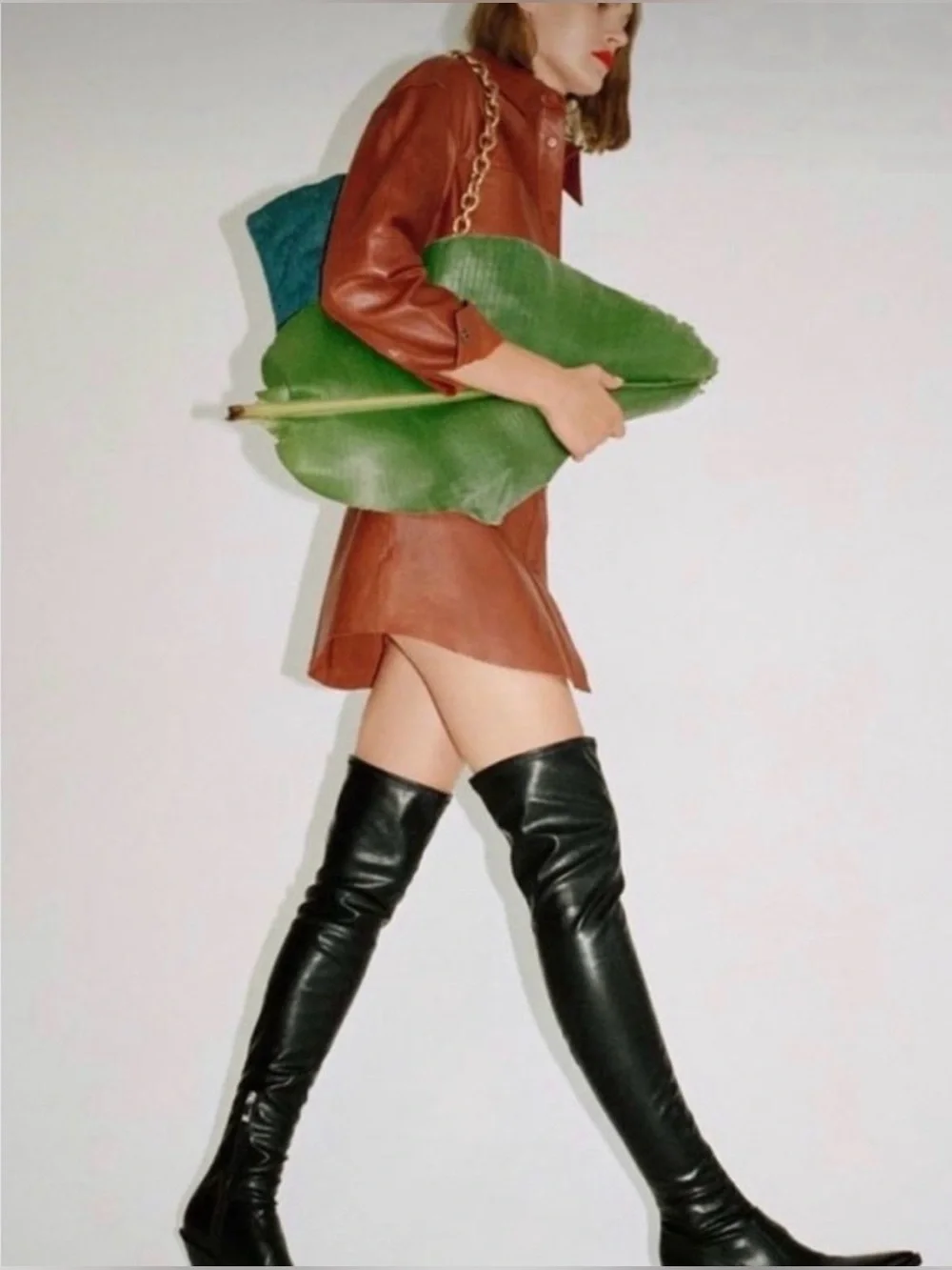 Zara black over-the-knee pointed-toe boots (Western/cowboy)